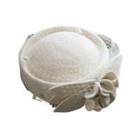 GSCLZ Chapeau bibi en laine for femme, chapeau d'hiver feutre, de mariage, d'église, voile, nœud papillon, fedora(Color-02)
