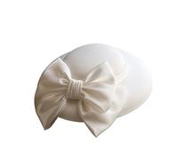 GSCLZ Chapeau bob à gros nœud for femme, style anglais, idéal for un banquet, une fête ou mariage. Large bord avec et pinces(White)