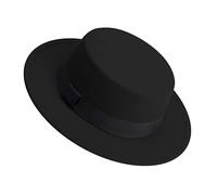 GSCLZ Chapeau Fedora Blanc for Hommes et Femmes, Chapeau Plat en Feutre, Chapeau à Large Bord, Chapeau d'hiver pour FêTe à ThèMe(Black)