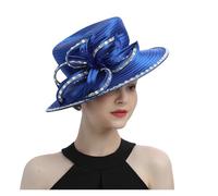 GSCLZ Chapeau haut-de-forme en satin avec strass for femme, accessoire de photographie, idéal for un banquet, mariage ou une cérémonie(Royal Blue)