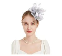 GSCLZ Chapeaux bibi élégants for femmes - de fête, mariage, cocktail, fleurs, plumes, pince à cheveux(GRAY)