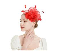 GSCLZ Chapeaux bibi élégants for femmes - de fête, mariage, cocktail, fleurs, plumes, pince à cheveux(Red)