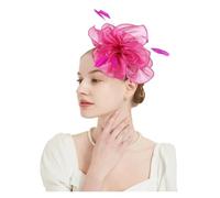 GSCLZ Chapeaux bibi élégants for femmes - de fête, mariage, cocktail, fleurs, plumes, pince à cheveux(Rose Red)