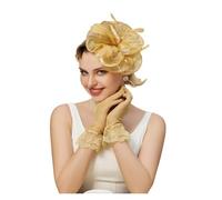 GSCLZ Chapeaux bibi élégants for femmes - de fête, mariage, cocktail, fleurs, plumes, pince à cheveux(Yellow)