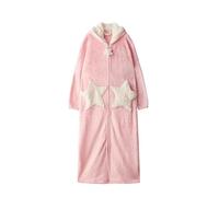 GSCLZ Couple Robe De Douche Hiver Vêtements Nuit Étoile À Capuche Longue Peignoir Chaud En Peluche Homme Et Femme Éponge(Pink,XL)
