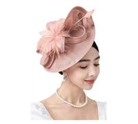 GSCLZ Élégant chapeau bibi for femme, style fascinateur for soirée thé, pilulier, plumes, fleurs, mariage(Pink)