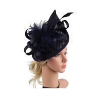 GSCLZ Élégant chapeau bibi for femme, style fascinateur for soirée thé, pilulier, plumes, fleurs, mariage(BLUE)