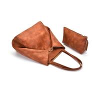 GSCLZ Lot de 2 sacs rétro à bandoulière, fourre-tout grande capacité, main boutons métalliques Pour Travail Voyage Shopping(Brown)