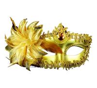 GSCLZ Masque de danse en diamant, plumes, fleurs, mariage, carnaval, spectacle, costume, masque de femme sexy, mascarade(Gold)