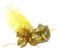 GSCLZ Masque de mascarade for femme, demi-masque en plumes de paon, for fête, spectacle(Gold)