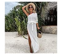 GSCLZ Pareo De Plage Bikini Cover-ups Blanc Crochet Cover-ups Sexy Voir À Travers sans Manches Robe en Maille Femmes Vêtements D'été Vêtements De Plage Robe Ete (Color : Pj2201W1, Size : XL)