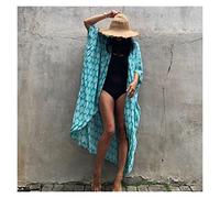 GSCLZ Pareo De Plage Couverture de Plage for Maillots de Bain Femmes Noir Cravate Teinture Kimono Maillot de Bain Cape Robe d'été Tenues de Plage Robe Ete (Color : Lake Blue Kimono, Size : One Size)
