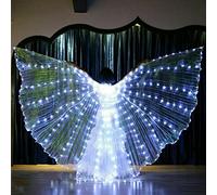 GSDGV Aile LED, Ailes de danse du ventre LED, Ailes de papillon lumineuses, Accessoires de performance à 360 degrés, Costume de papillon avec bâtons pour carnaval, scène Halloween (Blanc)