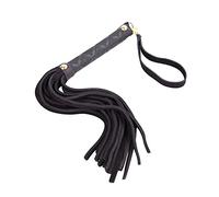 GSDGV Cravache d'équitation, fouet d'équitation, avec poignée souple, poignée de harnais en cuir synthétique, outil d'enseignement, accessoires de costume (noir)