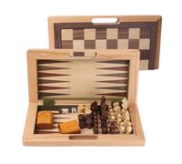 GSE Games & Sports Expert Ensemble de jeu d' checs et de backgammon pliable en bois de luxe 3 en 1 de 40,6 cm, portable et de voyage, pour enfant