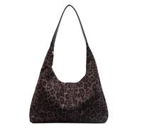 GSenhui Leo Sac à main vintage pour femme en daim avec motif léopard, Pu1 noir