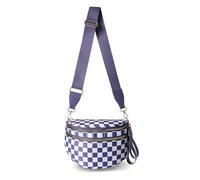 GSenhui Sac banane pour femme - Grand sac bandoulière à carreaux - Sac banane en nylon - Échiquier - Bandoulière large - Noir, A9 violet nuages