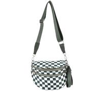GSenhui Sac banane pour femme - Grand sac bandoulière à carreaux - Sac banane en nylon - Échiquier - Bandoulière large - Noir, A3 vert haricot