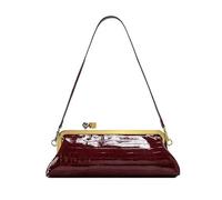 GSenhui Sac de soirée pour femme en cuir PU brillant Kiss-Lock - Format East-West, sac à bandoulière pour mariage et fête, Bordeaux à motifs