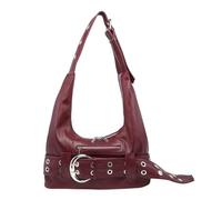GSenhui Sac punk pour femme Sac à main riveté Sac à bandoulière avec bandoulière réglable Y2k Sac à bandoulière Femme Vintage Rivet Sac en cuir Fille cool, Bordeaux