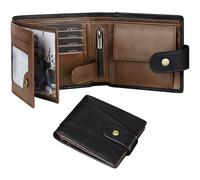 GSG SINCE 1998 Portefeuille pour homme en cuir de vache multifonction avec blocage RFID avec 17 emplacements pour cartes de crédit, 2 compartiments pour billets, 2 fenêtres pour carte d'identité, 1