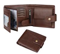 GSG SINCE 1998 Portefeuille pour homme en cuir de vache multifonction avec blocage RFID avec 17 emplacements pour cartes de crédit, 2 compartiments pour billets, 2 fenêtres pour carte d'identité, 1