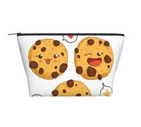 GSGCSBYMLG 3 biscuits aux pépites de chocolat avec différentes expressions imprimées sac de rangement quotidien sac de voyage organisateur sac avec fermeture éclair sac de toilette portable, Noir ,