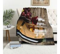 GSGCSBYMLG Art Red Wine Galsses & Grapes Couverture en flanelle imprimée 101,6 x 152,4 cm