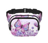 GSGCSBYMLG Beautiful Purple Butterfly Art Imprimé Carré Double Couche Ceinture Sac de Voyage, Noir, Taille Unique, noir, En storlek