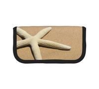 GSGCSBYMLG Belle étoile de mer 3D sur la plage sable imprimée trousse à stylos en toile portable papeterie étui pochette de rangement