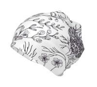 GSGCSBYMLG Bonnet tricoté chaud pour enfants avec motifs d'herbes et de plantes herbacées - Noir