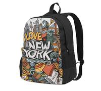 GSGCSBYMLG Cartoon Cute New York American Theme Art Printed Adult Backpack Laptop Backpack Casual Daypack