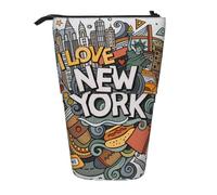 GSGCSBYMLG Cartoon Cute New York American Theme Art Printed Pencil Case Telescopic Vertical Pencil Case