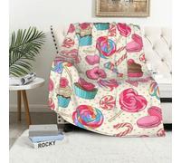 GSGCSBYMLG Couverture colorée en flanelle imprimée Sweet Lollipop Cupcake Donut 101,6 x 152,4 cm