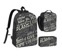 GSGCSBYMLG Ensemble sac d'école imprimé I Know The Plans Have You Declares Lord 43,2 cm, Noir , Taille unique, Pochette à monnaie