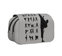 GSGCSBYMLG Étui à stylos à double coquillage imprimé Silhouettes d'arts martiaux, Noir , Taille unique, Pochette à monnaie