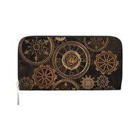 GSGCSBYMLG Gears Clock Portefeuille en cuir avec fermeture éclair Motif siècle Bronze, Noir , Taille unique