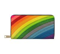 GSGCSBYMLG Grand portefeuille de voyage en cuir imprimé à rayures arc-en-ciel pour homme et femme avec fermeture éclair et porte-cartes, blanc, Taille unique