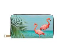 GSGCSBYMLG Grand portefeuille de voyage en cuir imprimé flamant rose dans l'eau pour homme et femme avec fermeture éclair et porte-cartes, blanc, Taille unique
