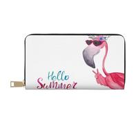 GSGCSBYMLG Grand portefeuille de voyage en cuir imprimé flamant rose pour homme et femme avec fermeture éclair, blanc, Taille unique