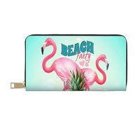 GSGCSBYMLG Grand portefeuille de voyage en cuir imprimé flamant rose tropical pour homme et femme avec fermeture éclair et porte-cartes, blanc, Taille unique