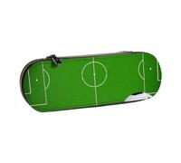 GSGCSBYMLG Green Grass Field Trousse à crayons en cuir imprimé Football Playground The Ball