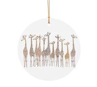 GSGCSBYMLG Joli pendentif rond en aluminium imprimé girafes de dessin animé amusant pour sapin de Noël décoration à suspendre