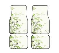 GSGCSBYMLG Lot de 4 tapis de sol décoratifs pour voiture Motif feuillage et herbes avec libellules ailées