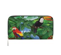 GSGCSBYMLG Macaw and Toucan Perching of American Rainforests Printed Leather Hand Wallet Men Women Zip Clutch Card Holder, Noir , Taille unique
