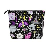 GSGCSBYMLG Magic Witch Witchcraft Bohemian Dessin Faux Chanvre Trousse de maquillage Voyage Trousse de toilette Organiseur, Noir , Taille unique
