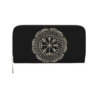 GSGCSBYMLG Magical Design Portefeuille à main en cuir avec fermeture éclair Motif boussole runes nordiques, Noir , Taille unique
