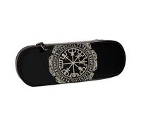 GSGCSBYMLG Magical Design Trousse à crayons en cuir avec boussole Motif runes nordiques