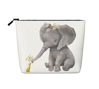 GSGCSBYMLG Mignon éléphant avec couronne et petit canard imprimé faux chanvre sac de maquillage sac de voyage sac organisateur, Noir , Taille unique