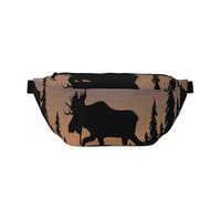 GSGCSBYMLG Moose Mountain Pine Tree Wilderness Sac banane décontracté avec imprimé